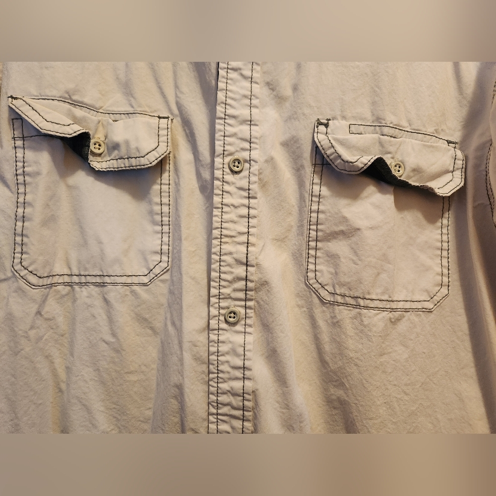 Buffalo Men's Casual Light Gray Button-Up Shirt, Size L - Picture 4 of 9